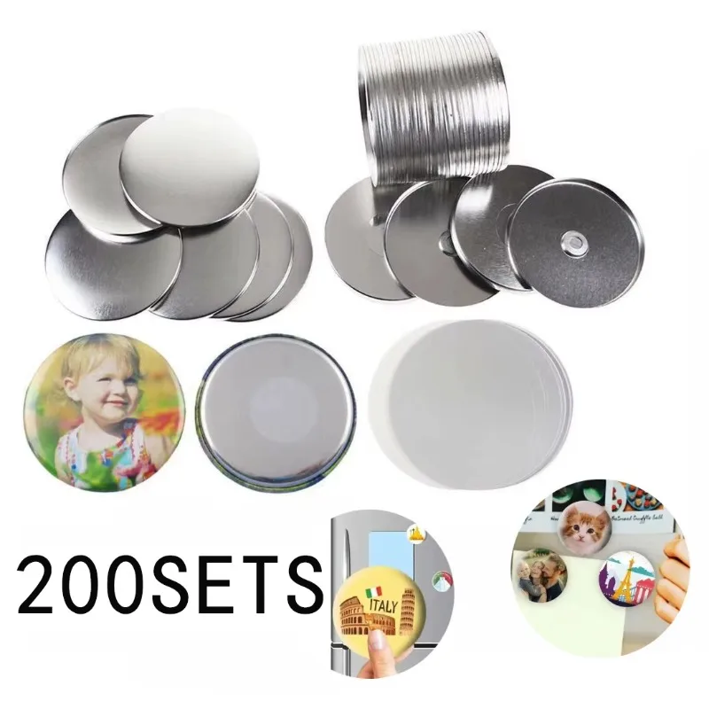 200 Pcs Fridge Magnet Button Parts 37mm/44mm/58mm - DIY Round Blank Refrigerator Magnet Supplies for Button Maker Machine