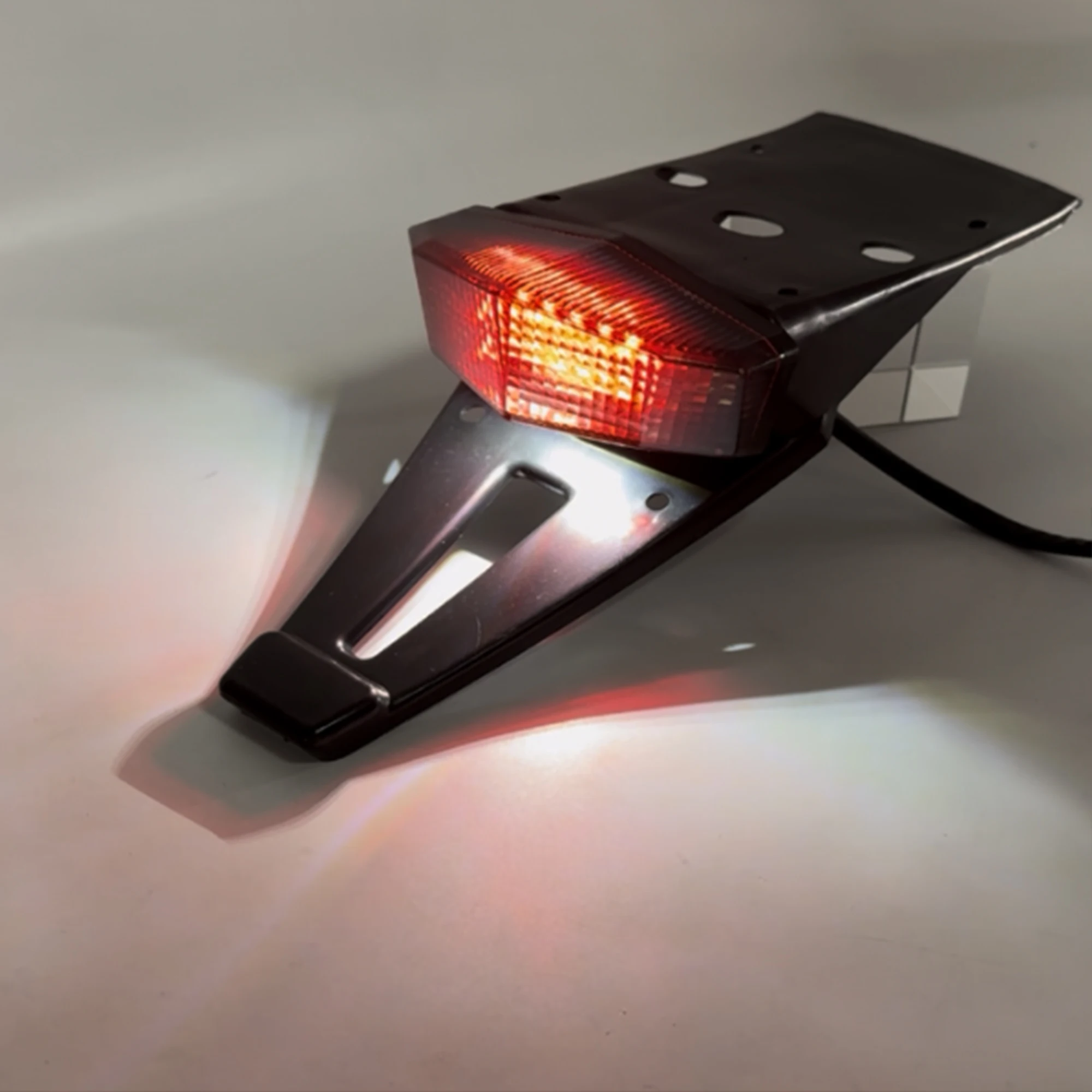 Universal 12V Motorcycle LED Tail Light Rear Fender Stop Brake Lights License Plate Light Bracket Holder for Dirt Bike Motorbike