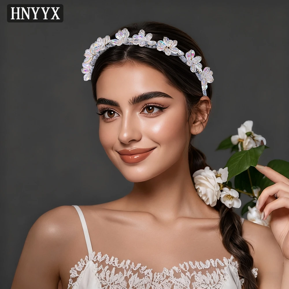 

YouLaPan Bridal Wedding Flower Hair Hoop Handmade Water Diamond Weaving Exquisite Ladies Banquet Party Hair Accessories YXA400