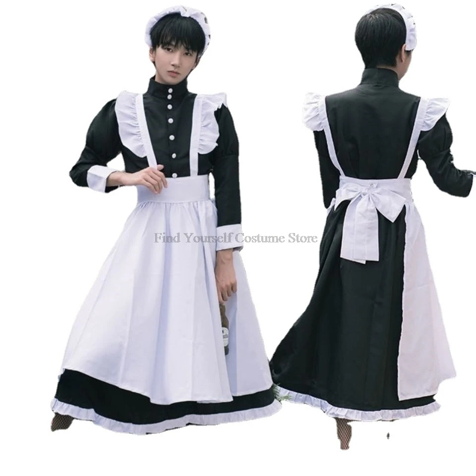 Women Maid Outfit Long Dress Apron Dress Lolita Dresses Men Clothes Unisex Cafe Costume Cosplay Anime Costumes Jujutsu Kaisen