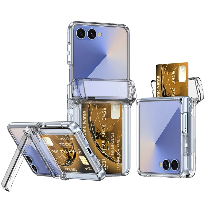 

Hinge Protection Multifunctional Card Holder For Samsung Galaxy Z Flip 6 5 4 3 Flip6 Flip5 Kickstand Phone Case Protective Cover
