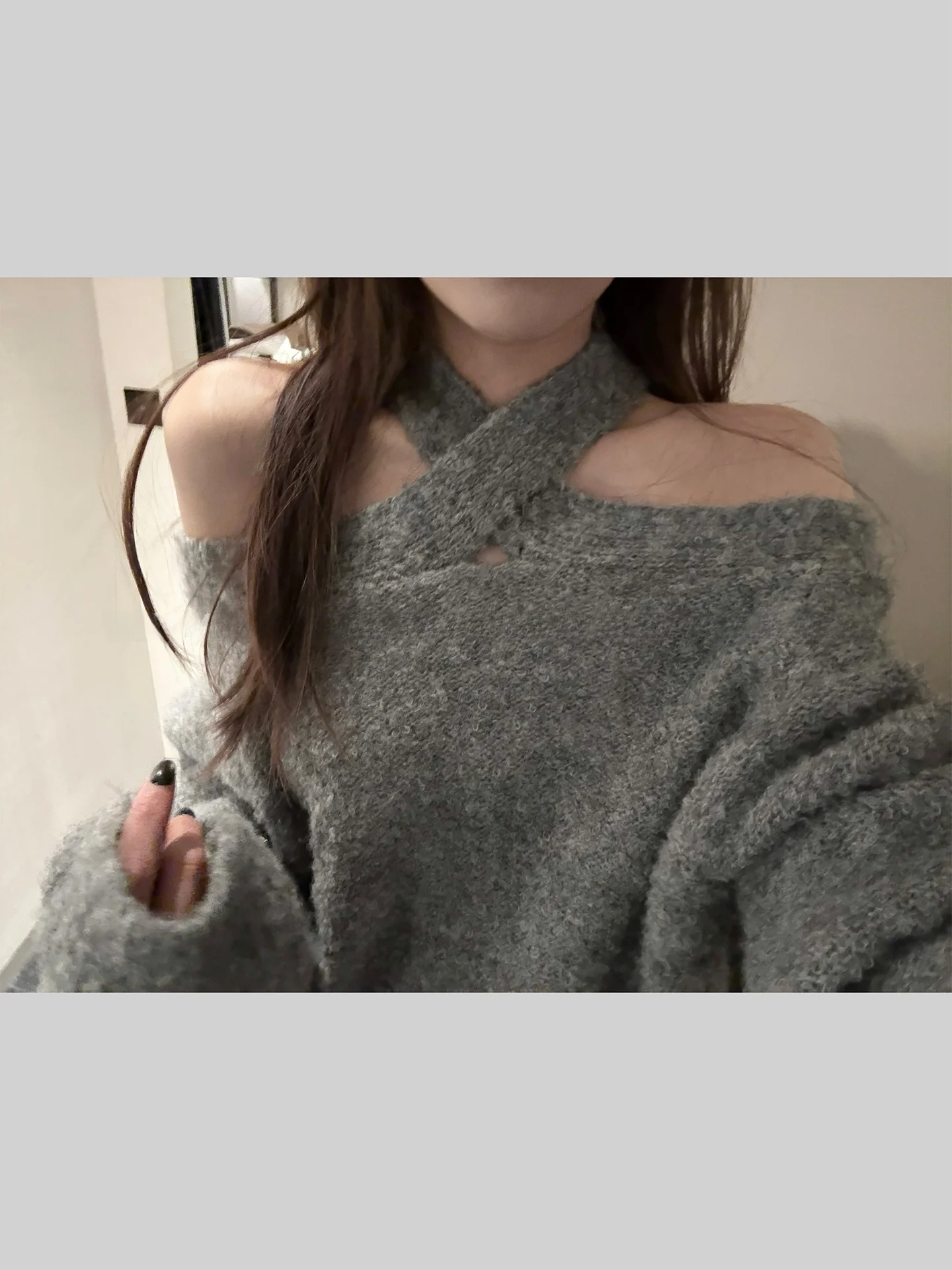 

Вязаный свитер YOLO OP с открытыми плечами, женский, свободного кроя, повседневный, с длинными рукавами, утепленный, осенне-зимний, модный, в стиле Lazy Vibes