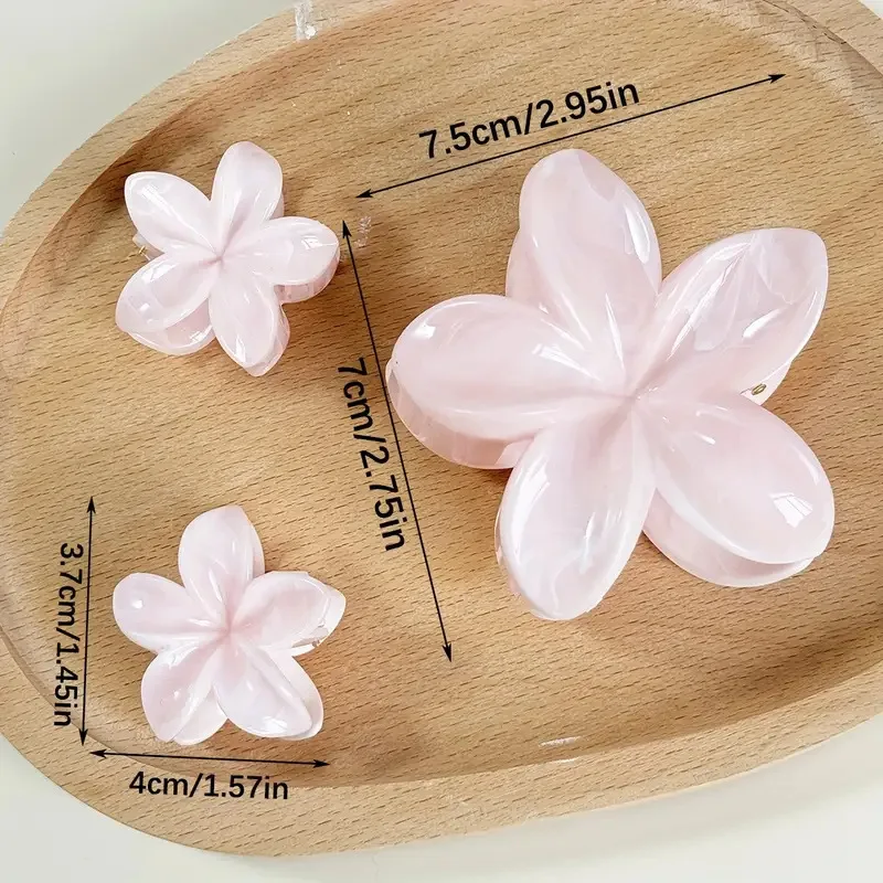 2pcs Sweet Blurred Flower Hair Claw  Korean Fashion Egg Flower Shark Clip Summer Vacation Ponytail Clip Accessories Wholesale