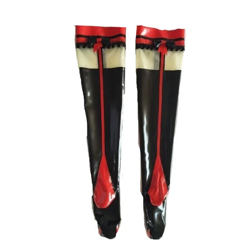 

100% латексные чулки из каучука, латексные, прохладные, черно-красные, белые, высокие до бедра, размеры S-XXL, уникальные