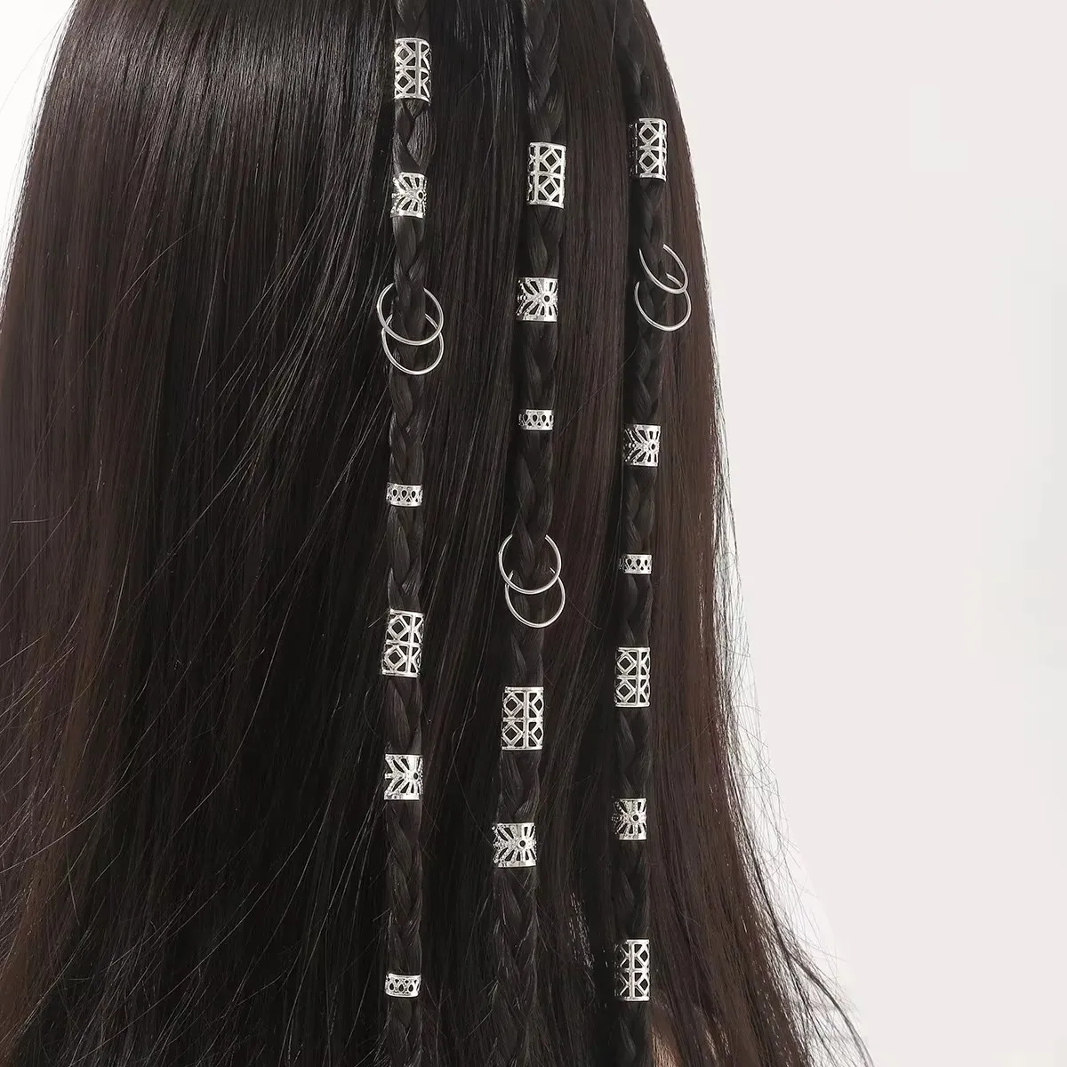 80pcs/set Mixed Hair Rings Set Dreadlocks Beads Hair Braid Rings Clips Dread Locks Hair Braiding Cuffs Decoration/Accessories