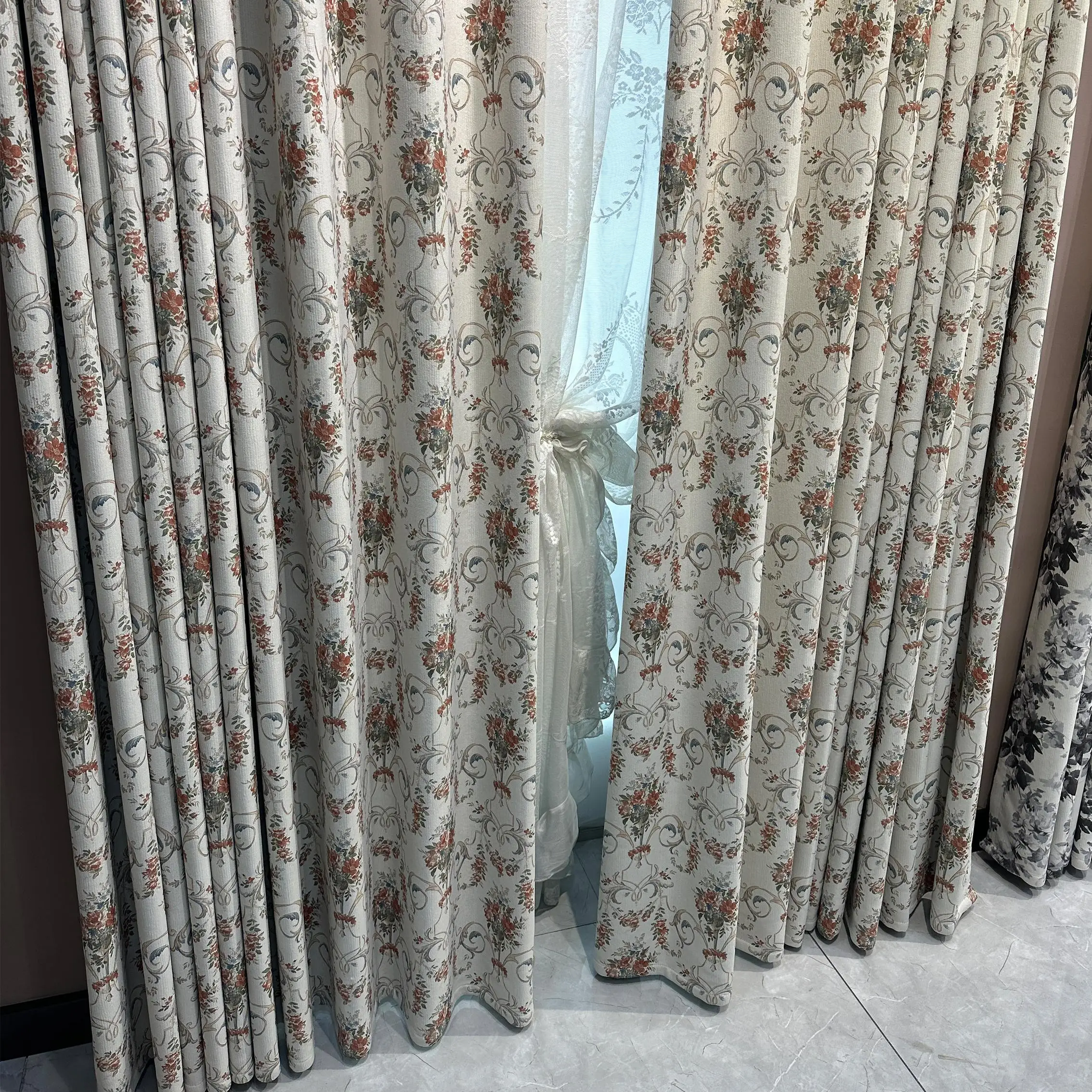 Luxury French Romantic Retro Heavy Industry Relief Jacquard Curtains Dreamy and Beautiful Bedroom Living Room Study Room