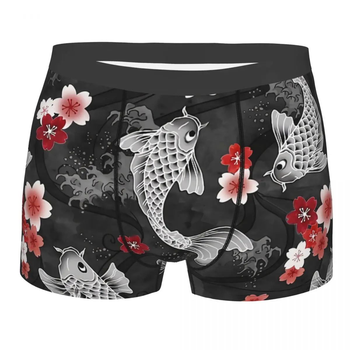 

Koi Sakura Blossom In Black Man's Boxer Briefs Underpants Highly Breathable High Quality Birthday Gifts