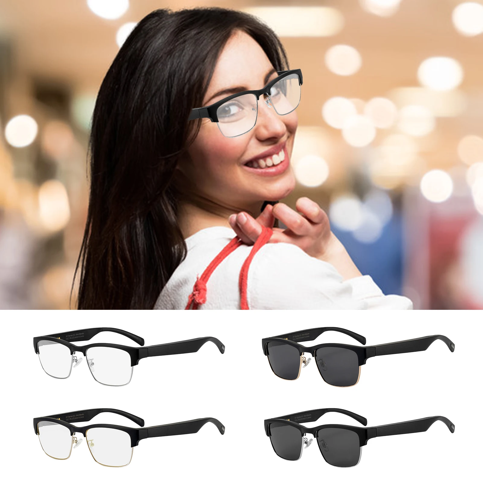 Imagem -02 - Smart Eye Wear Óculos com Forbluetooth-compatível Mãos-livres Chamando Música Áudio Jogar Anti-azul Lente de Luz à Prova Impermeável Água Ky02