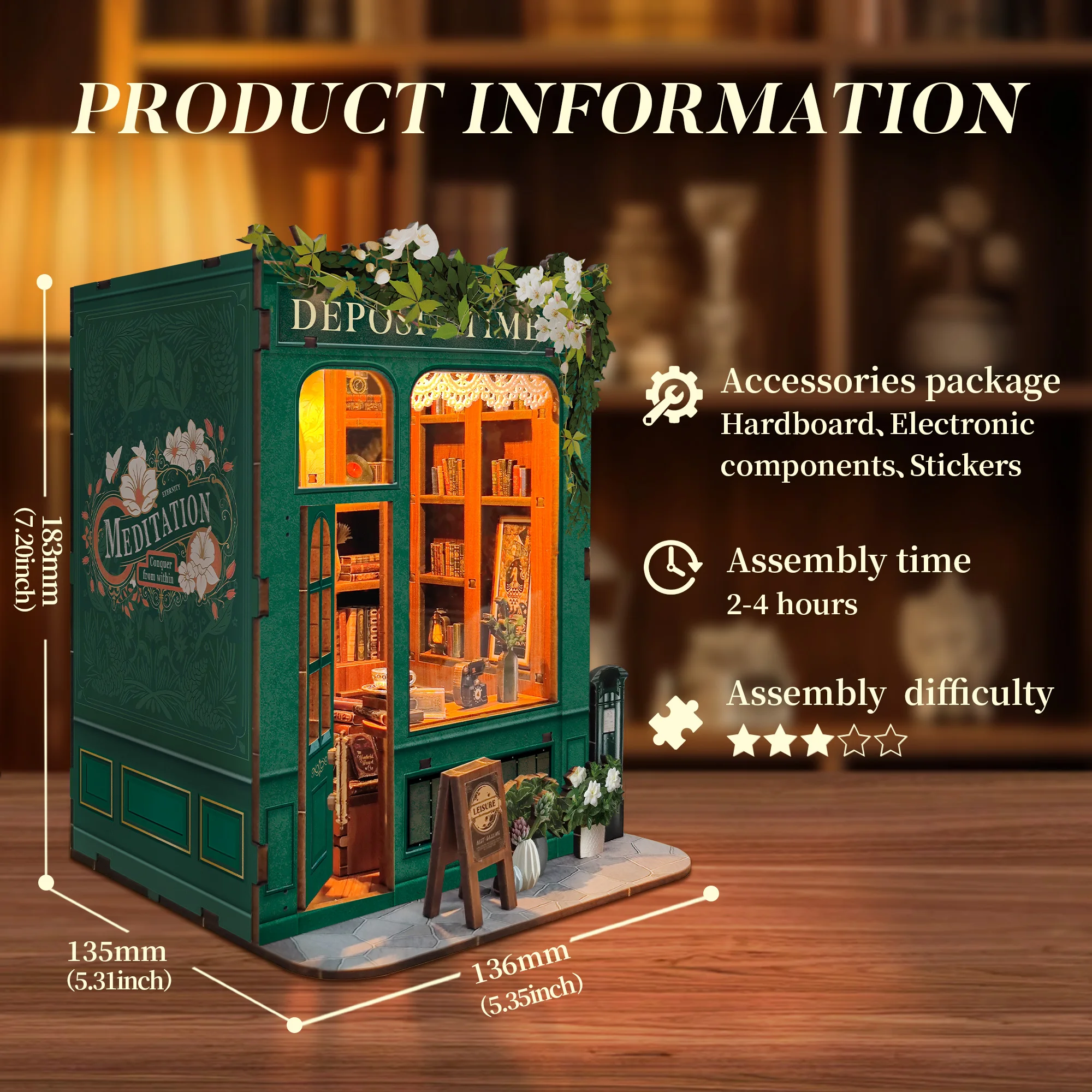 Diy loja de livros livro nook kit modelo em miniatura de madeira com luz bookend 3d puzzle estante decoração para casa amigos presentes aniversário