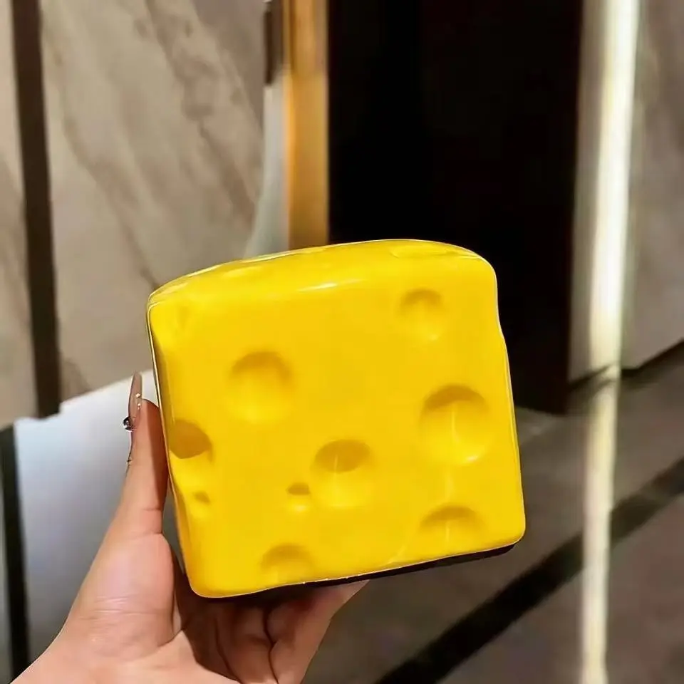 6 cm quadratischer Käse-Simulations-Käse zum Kneifen, Dekoration, langsam zurückfedernde Form, Stressabbau, weicher und entspannender Käse zum Kneifen