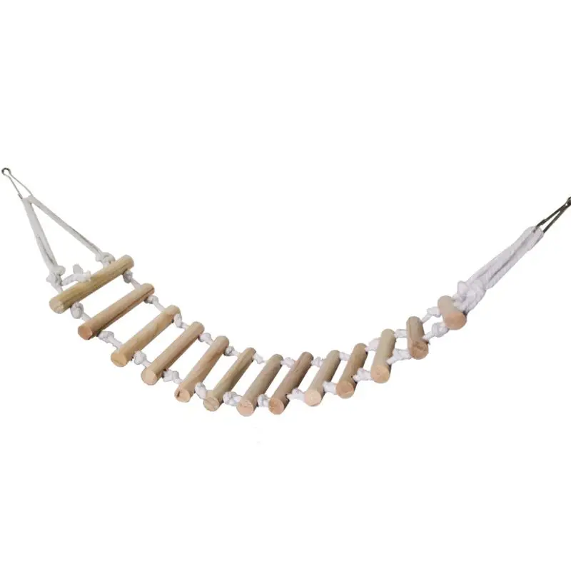 ของเล่นนก Swing Perch สำหรับนกแก้วขนาดกลางสะพานไม้ธรรมชาติ Parrot ปีนเชือกบันไดสำหรับ Budgies Lovebirds Dropship