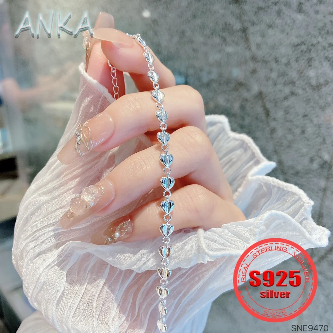 

S925 Bracelet Heart Design FashionWomen's Bracelet Heart Bracelet For Daily Wear, Party & Festival sterling silver 925
