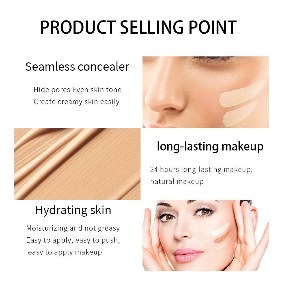 

New Long Lasting Liquid Foundation Waterproof Matte Full Coverage Concealer Brighten Oil Control Moisturizing Primer Makeup Base