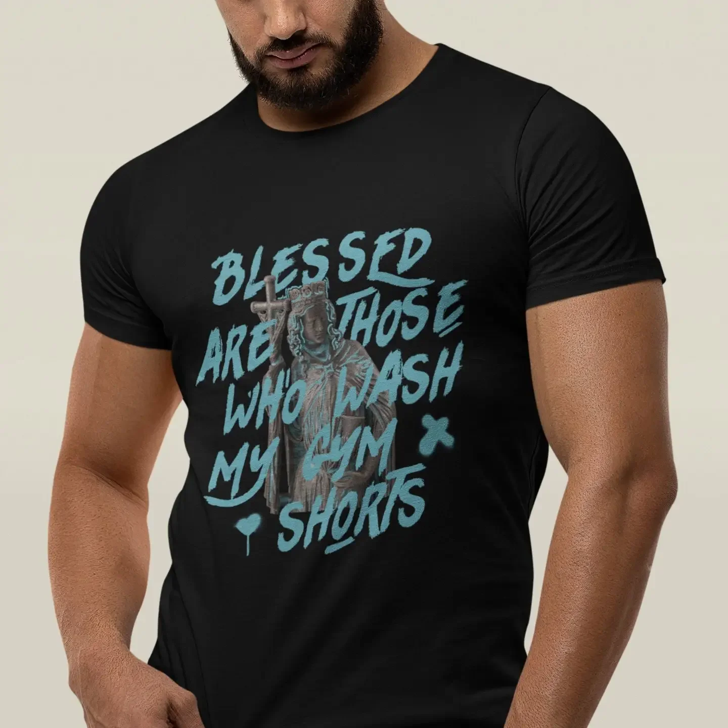 Blessed Are Those Who Wash My Gym Shorts Cotton T shirt Workout Laundry Day Funny Christian