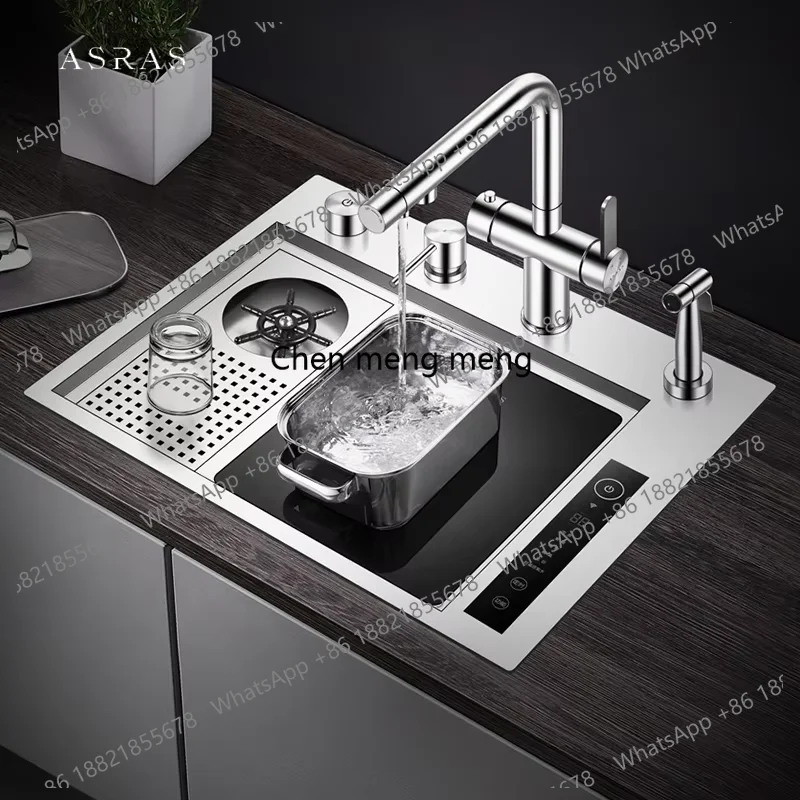 Smart Purifying Hidden Cup Rinser Kitchen Sink Fruit And Vegetable Washing Sink 304 Stainless Steel Handmade Sinks