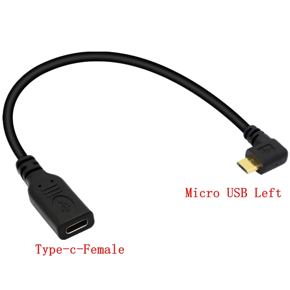 Micro&Mini Type C Cable Male To USB 3.1 Type C Female Right & Left Angle Mini USB 2.0 Data Adapter Converter 3A Charging Cable