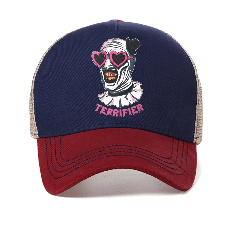 

Terrifier Art Clown Heart Glasses Breathable baseball cap Fashion Gift Idea mesh Snapback hat Adjustable casual Trucker Hats