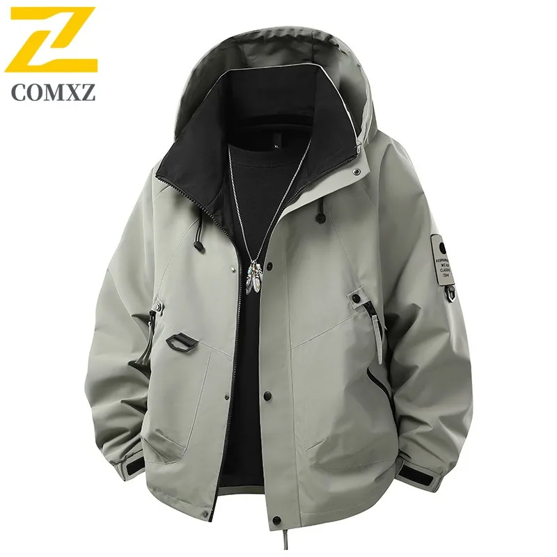 

COMXZ 2025 Outdoor Workwear Jacket Mens Couples Windproof Waterproof Hiking Coat 8053