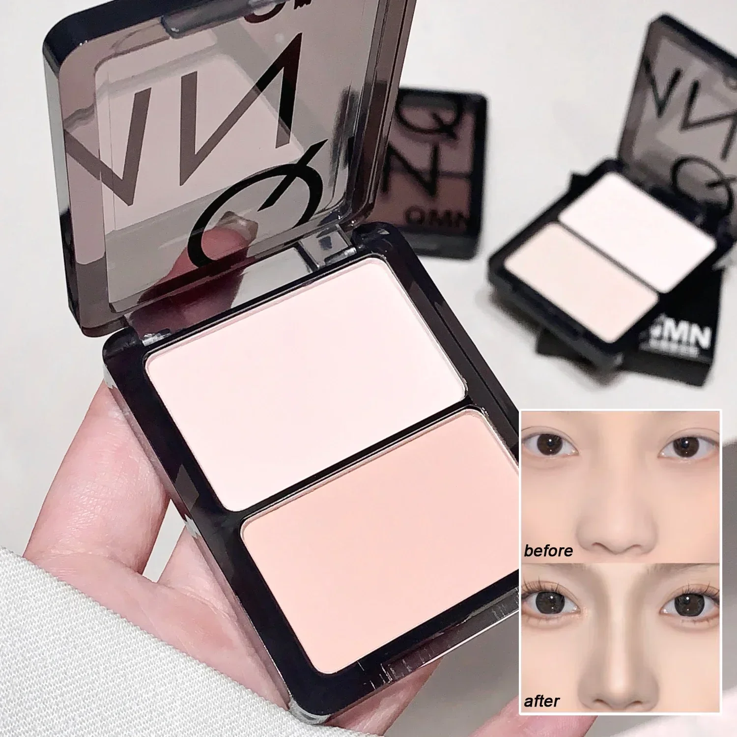 Two-toned Bronzer Matte Highlighter Contour Palette 3D Bronzer Highlighter for Face Powder Texture Waterproof Nose Shadow Makeup