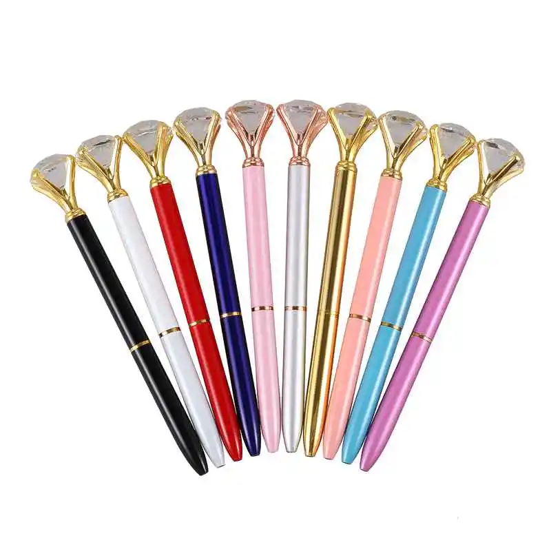 Kawaii Ballpoint Pen Alloy Ball Pen With Large Diamond Black Refill Pen Fashion School Office Supplies