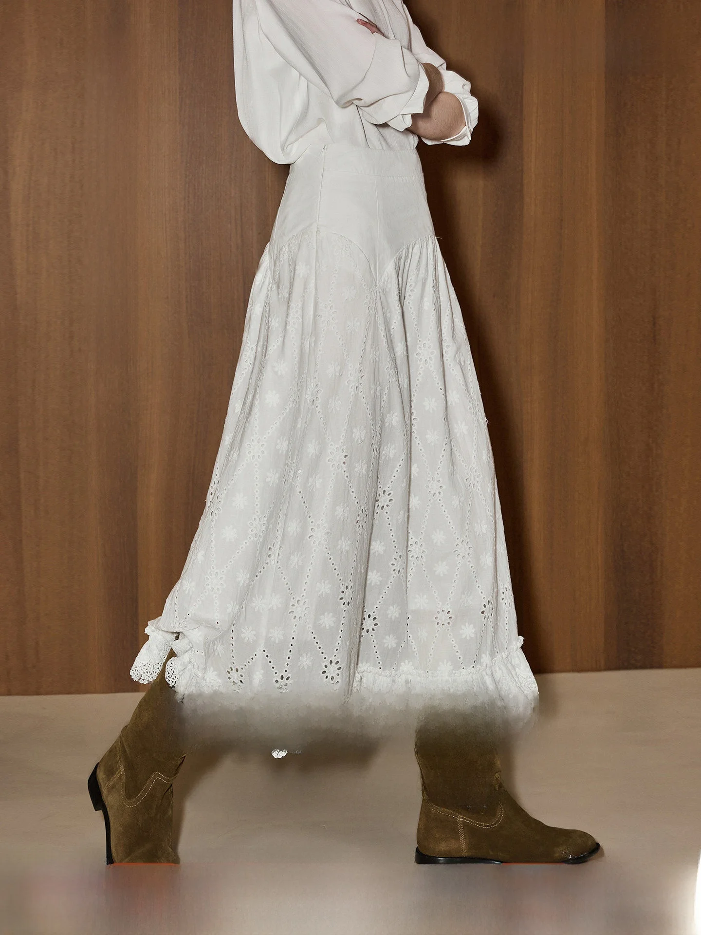 100% Cotton A-Line  Skirt White Color Initial Love Feeling Women's Fashion Spring 2026 New Style Comfortable Breathable