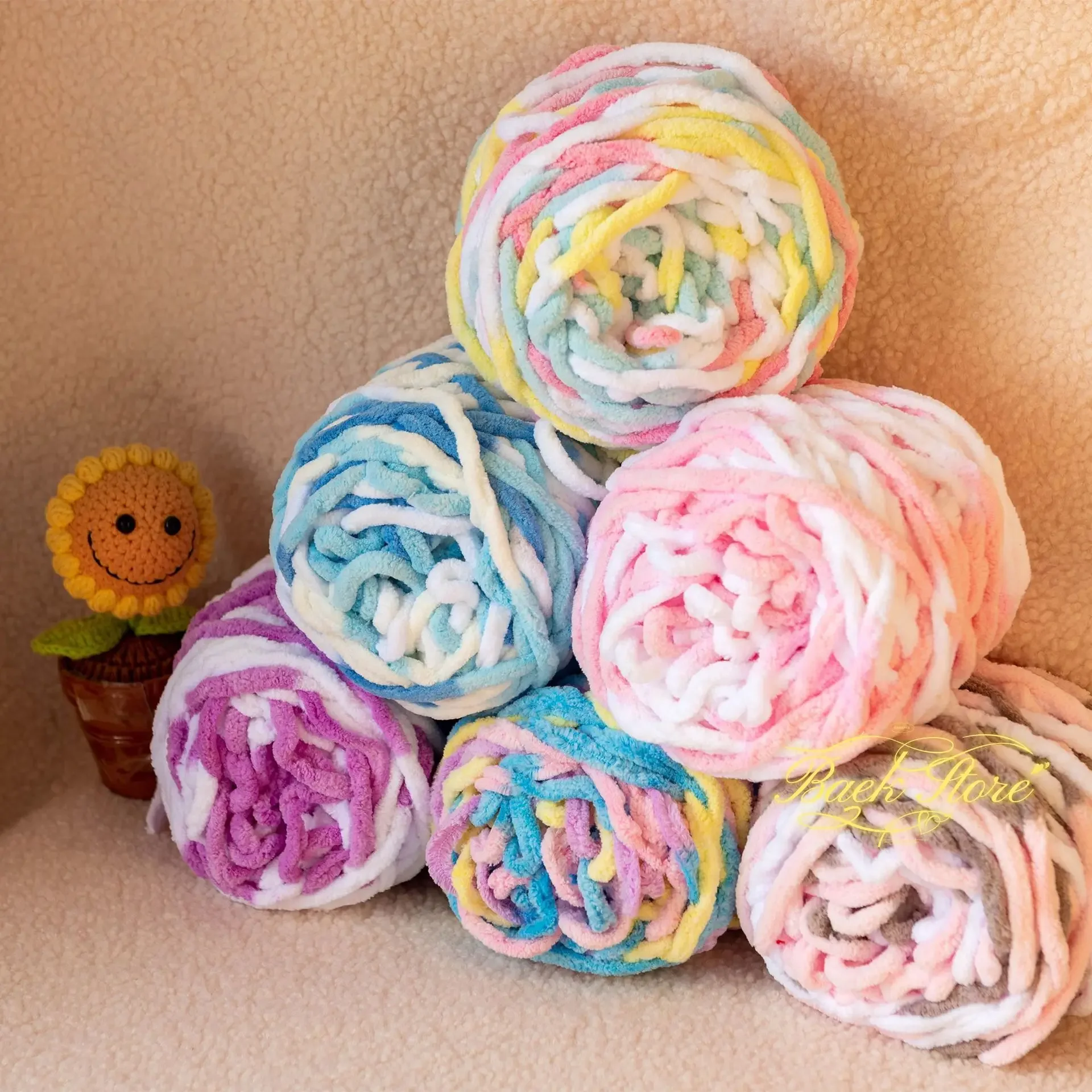 100g/Ball Blended Colorful Dye Ice Strip Line Yarn for Hand-knit DIY Soft Thickness Wool Thread Blanket Scarf Crochet Yarn Threa