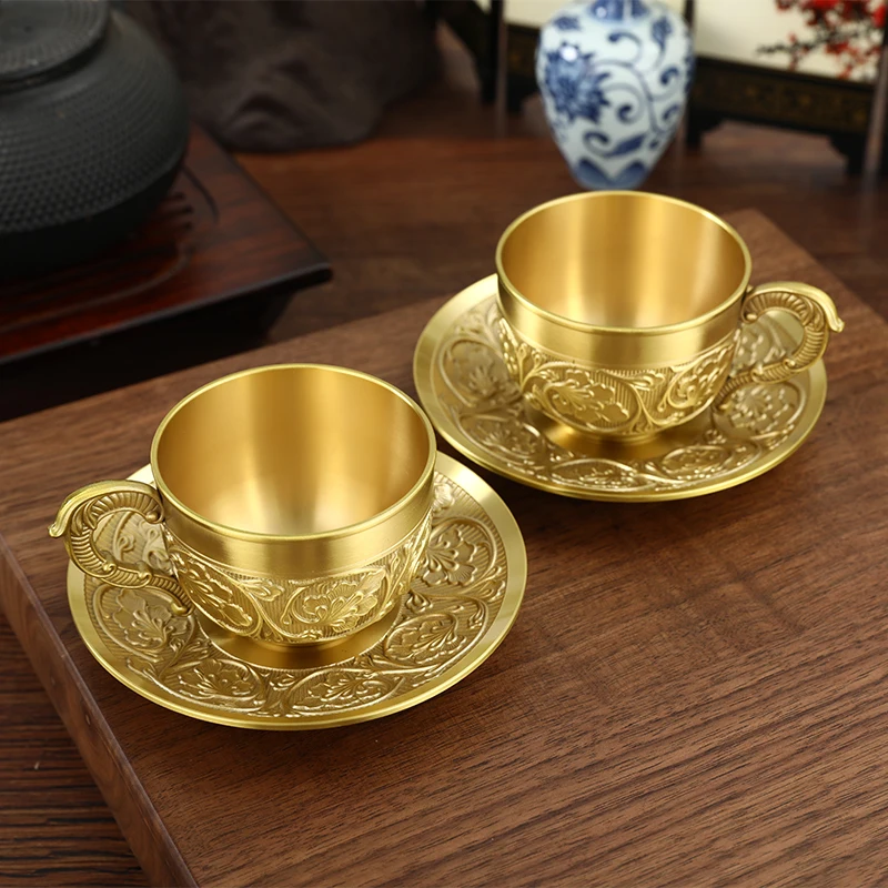 

Brass medieval coffee cup set lovers afternoon tea exotic with handle water cups early tea cups milk cups.