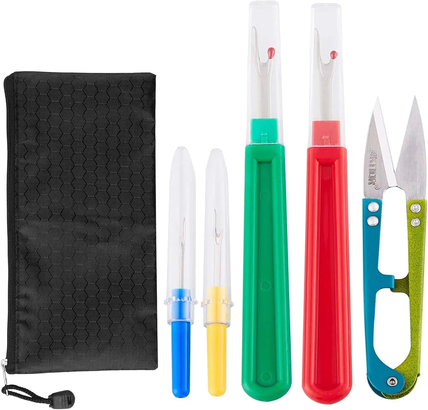 

Seam Ripper & Thread Remover Kit: 2 Big, 2 Small Unpickers & Trimming Scissor, Multi-Color