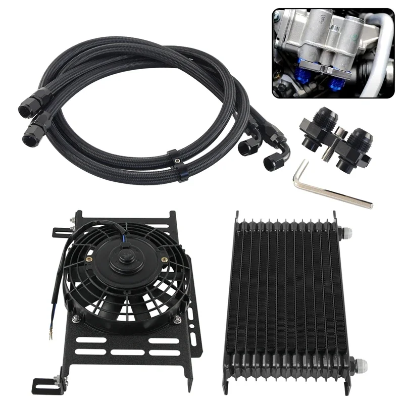 7'' Electronic fan Kit + AN10 13 Row Oil Cooler For BMW E82 135i;E36 M3-Euro E46 M3 E90 E92 E93 335i xDrive 09-17 TRUST Style