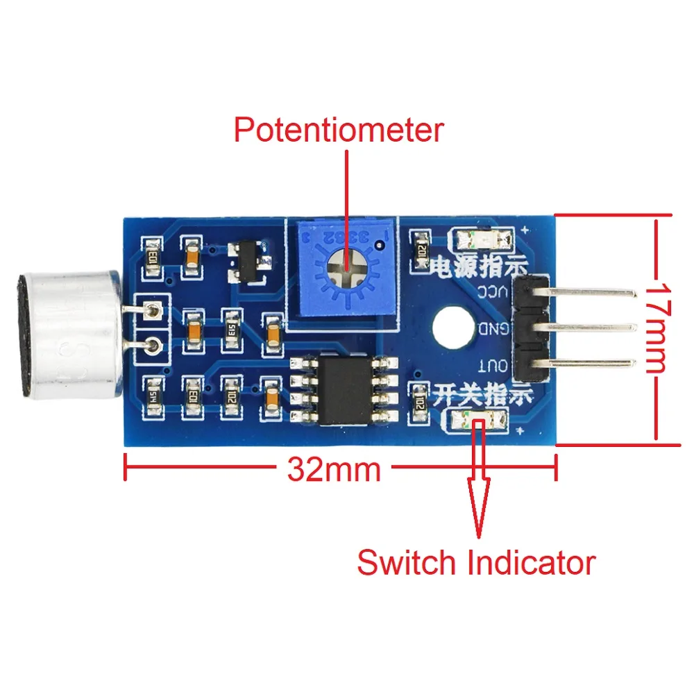 Voice Sound Detection Sensor Module 3pin Intelligent Smart Vehicle Robot Helicopter Airplane Aeroplane Car for Arduino DIY