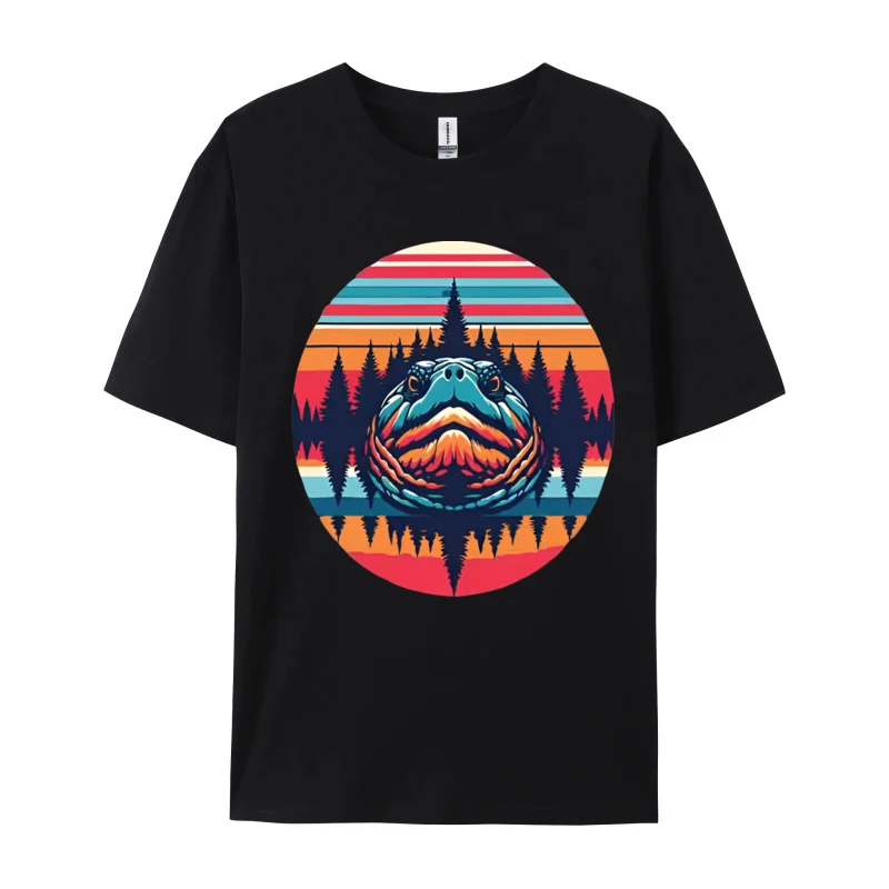 Snapping Turtle Sunset Retro Style Vi T-shirt Premium Cotton Design New Tops Tees Discount Tops & Tees Luxury Clothing