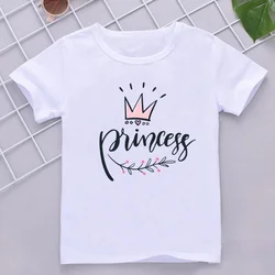 Crown Princess T Shirt Kids Girls Clothes White Short Sleeve T-shirt Summer Casual Children Clothing Baby Tops