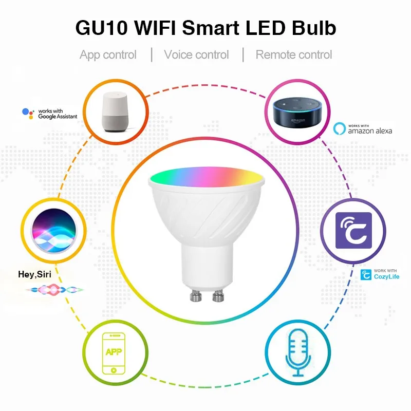 HomeKit faretti LED Smart GU10 WiFi Smart App Dimming RGBCW lampadina Siri Alexa Google SmartThings Alice HA 85-260V 5W