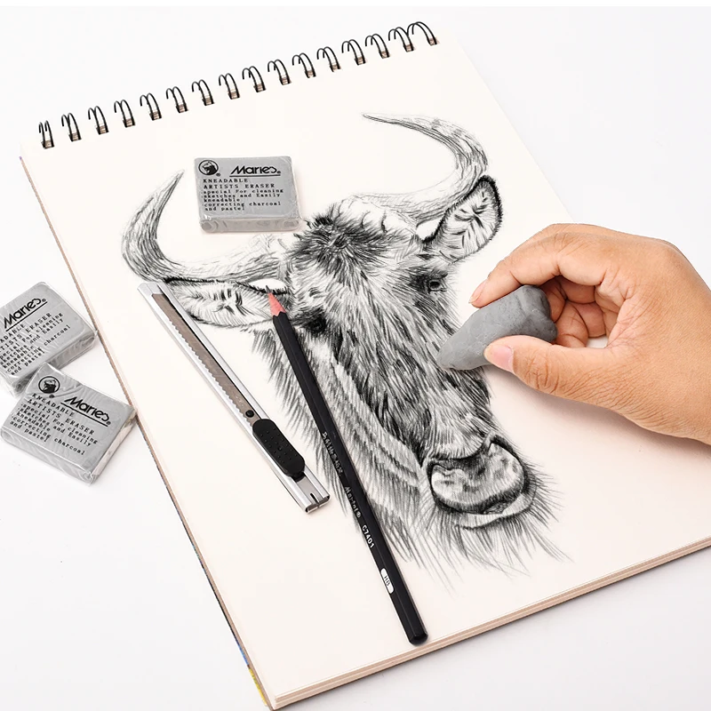 1 buah penghapus karet empuk plastis sorot sketsa siswa alat tulis perlengkapan seni penghapus pensil plastisin baru