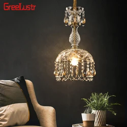 Retro American Chandelier Indoor Luxury Decorative Crystal Porch Lighting Led Ceiling Lamp Bedroom Dining Room Hanging Fixture
