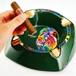 Round Ceramic Cigar Ashtray Home Table Portable Smoking Ash Tray Cigar Gadget Cigarette Ashtrays