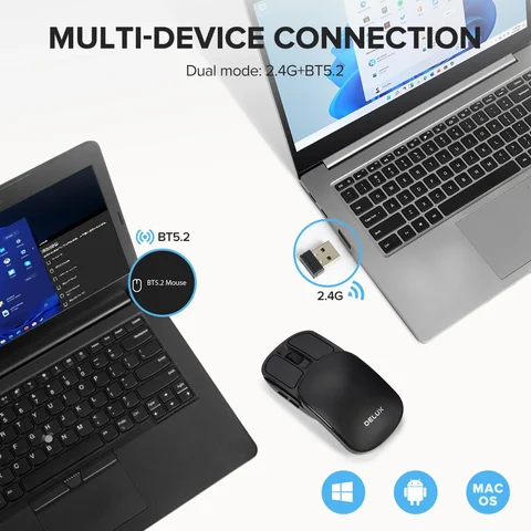 Беспроводная складная мышь Delux MF20DB, 2.4G, Bluetooth 5.2 — фото модели