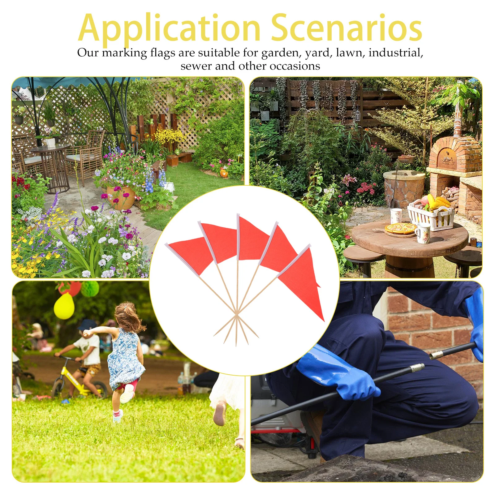 

10pcs Marking Flags Wood Polyester For Garden Yard Lawn Irrigation Sprinkler Dog Training Landscape Survey Flags