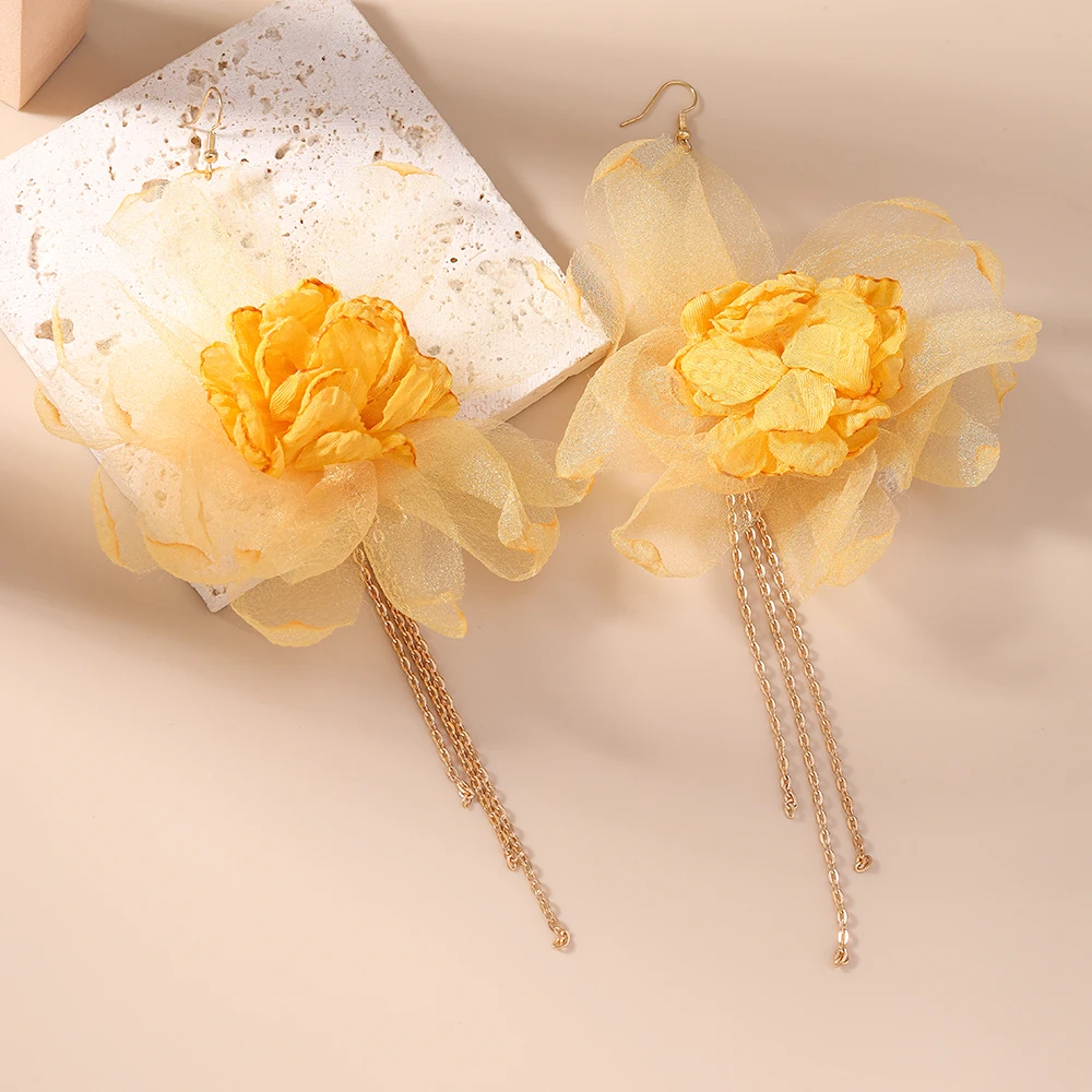 Aihua Mode Große Spitze Blume Ohrringe für Frauen Handgemachte Gyspy Quaste Blumen Ohrringe Mädchen Urlaub Urlaub Schmuck Geschenke – Detail 8