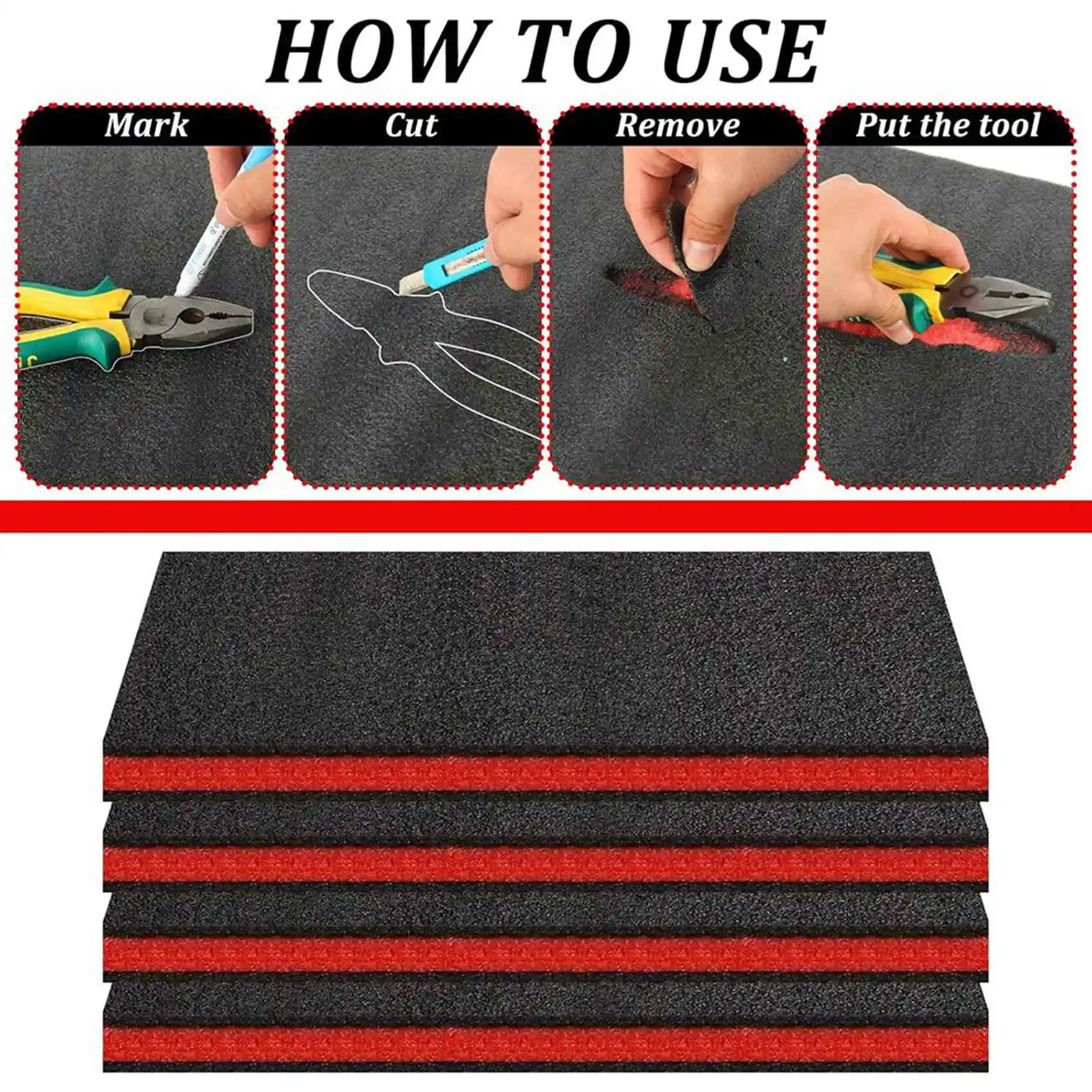 PORK-12 Pack Tool Box Foam,18X13x1 Inch Foam Inserts For Cases,Tools Box Liner Polyethylene Tools Sheets,Toolbox Organizer