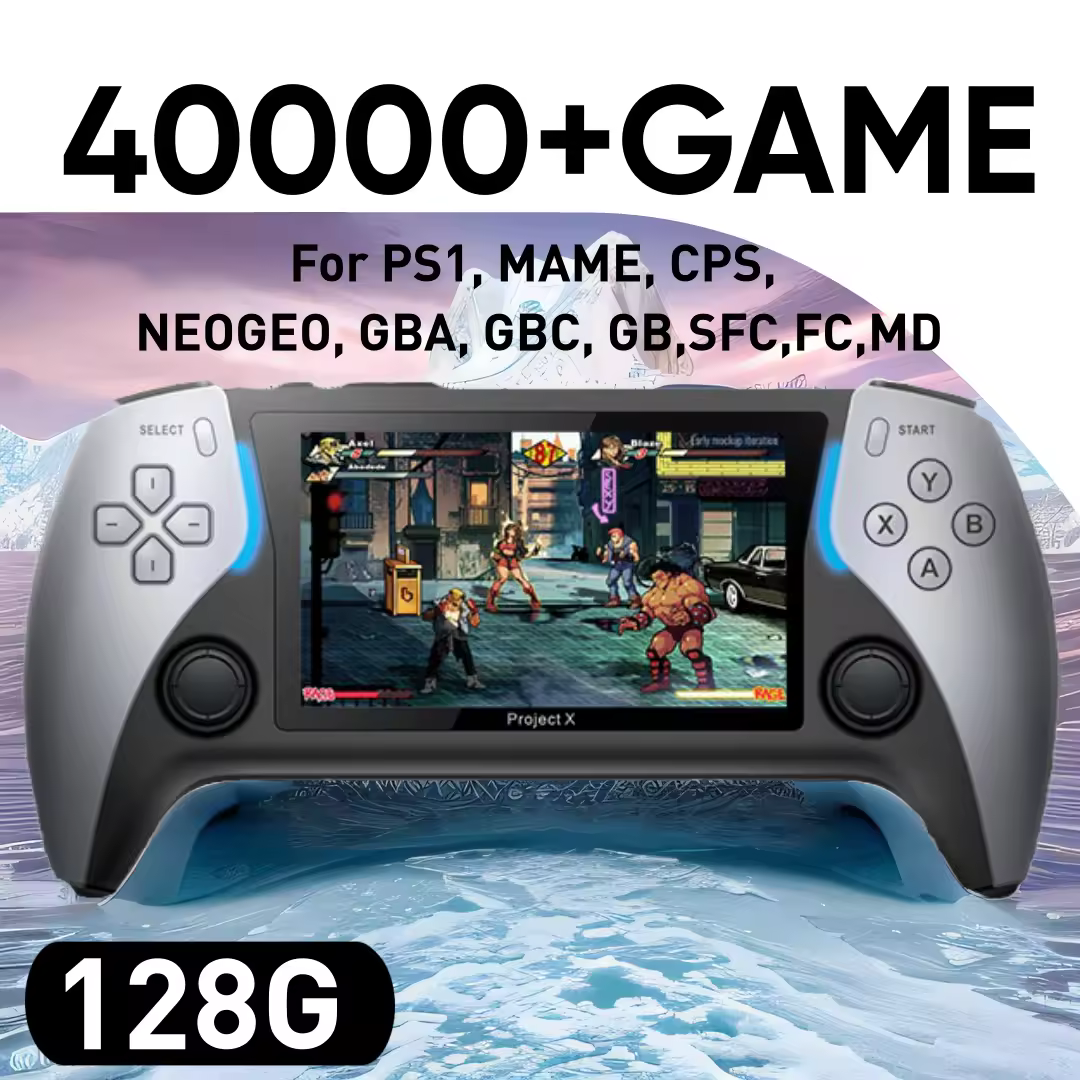 Consola de videojuegos portátil de bolsillo Project X, dispositivo con pantalla IPS de 40000 ", altavoz Dual, compatible con PS1, más de 128 juegos en tu bolsillo, 4,3G