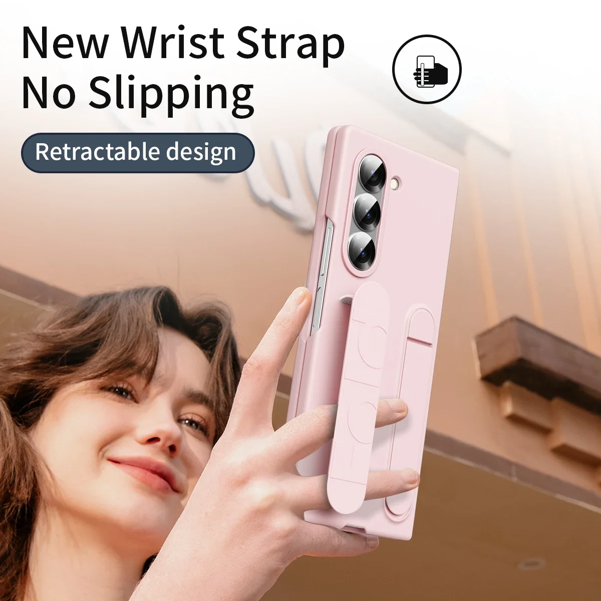 Skin Friendly Matte Silicone Wristband Bracket Case for Samsung Galaxy Z Fold 6 5 Optional with Tempered Glass Shockproof Cover