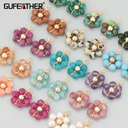 GUFEATHER ME65,jewelry accessories,18k gold plated,copper,natural stone,hand made,charms,diy pendants,jewelry making,6pcs/lot