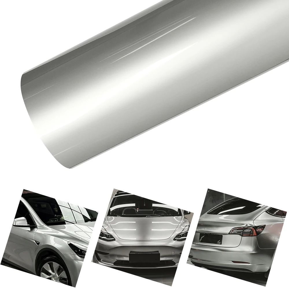 

Car Vinyl Film PET Liquid Metal Silver Auto Vinyl Wrapping Film Self Adhesive Motorcycle Car Body Decoration Decal Accessories