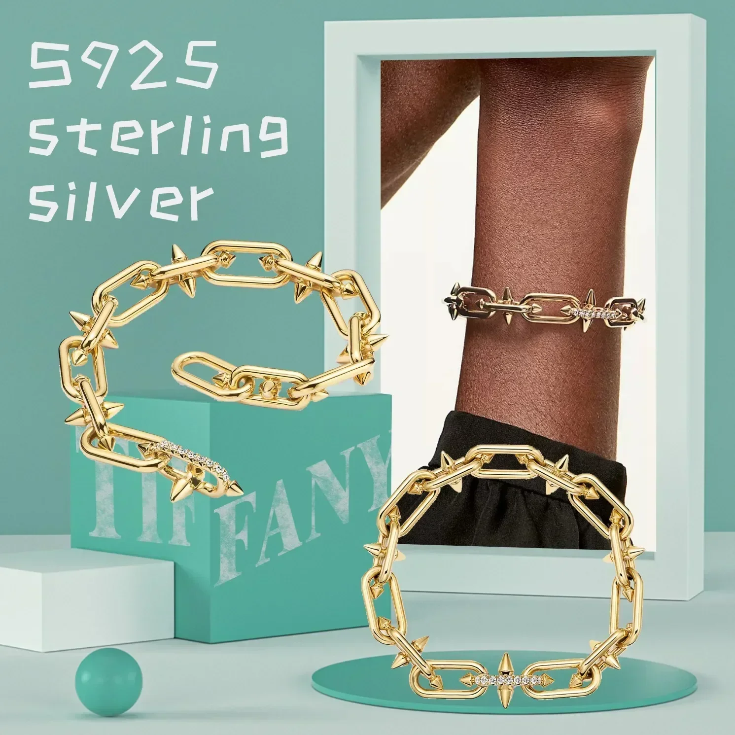 

S925 Silver Heavy Metal Rock Bracelet - Classic Fashion for Party Nights