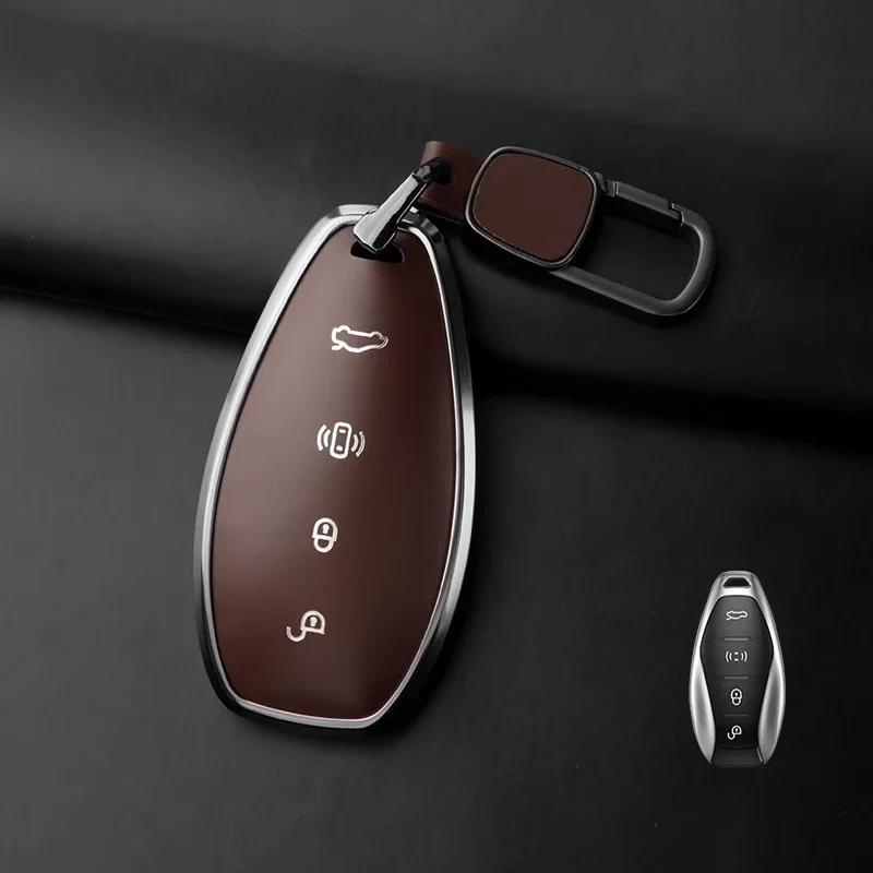 

Подходит для Hongqi HQ9 EH7 H6, алюминиевый сплав + конская кожа, чехол для дистанционного ключа автомобиля, доступны различные стили и цвета