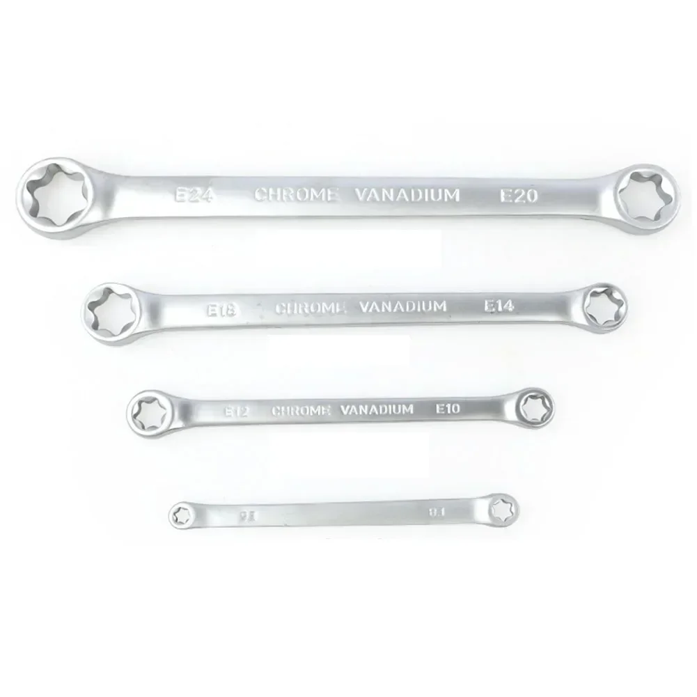 

Wrenches 4Pcs Star Double Torx Wrench Spanner E6 - E24 E-type E6-E24mm Double-ended Hexagon Workshop Equipment Hand Tools