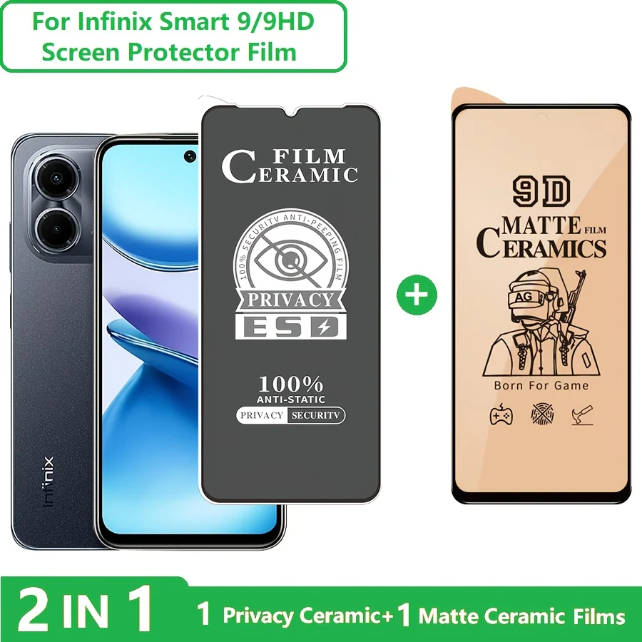 

For Infinix Smart 9 HD Screen Protector Smart 9 Tempered Glass Privacy Film + Soft Ceramic Matte Film Anti Scratch