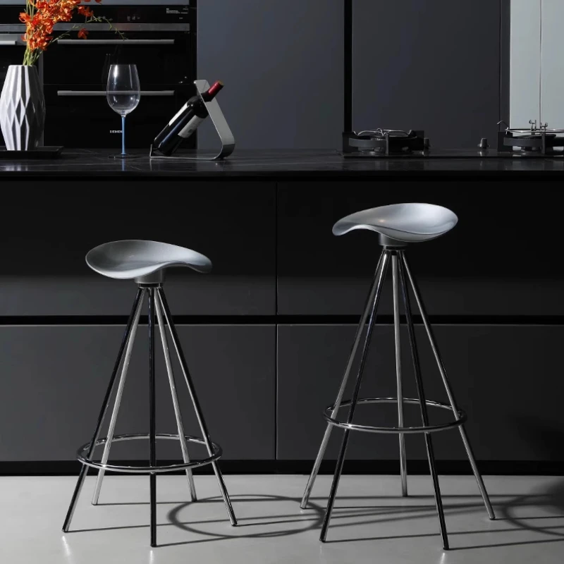 Modern Aluminum Alloy High Stool, Bar Stools for Kitchen, Coffee Shop, Restaurant, Counter Stool, Creative Designer Metal Chairs