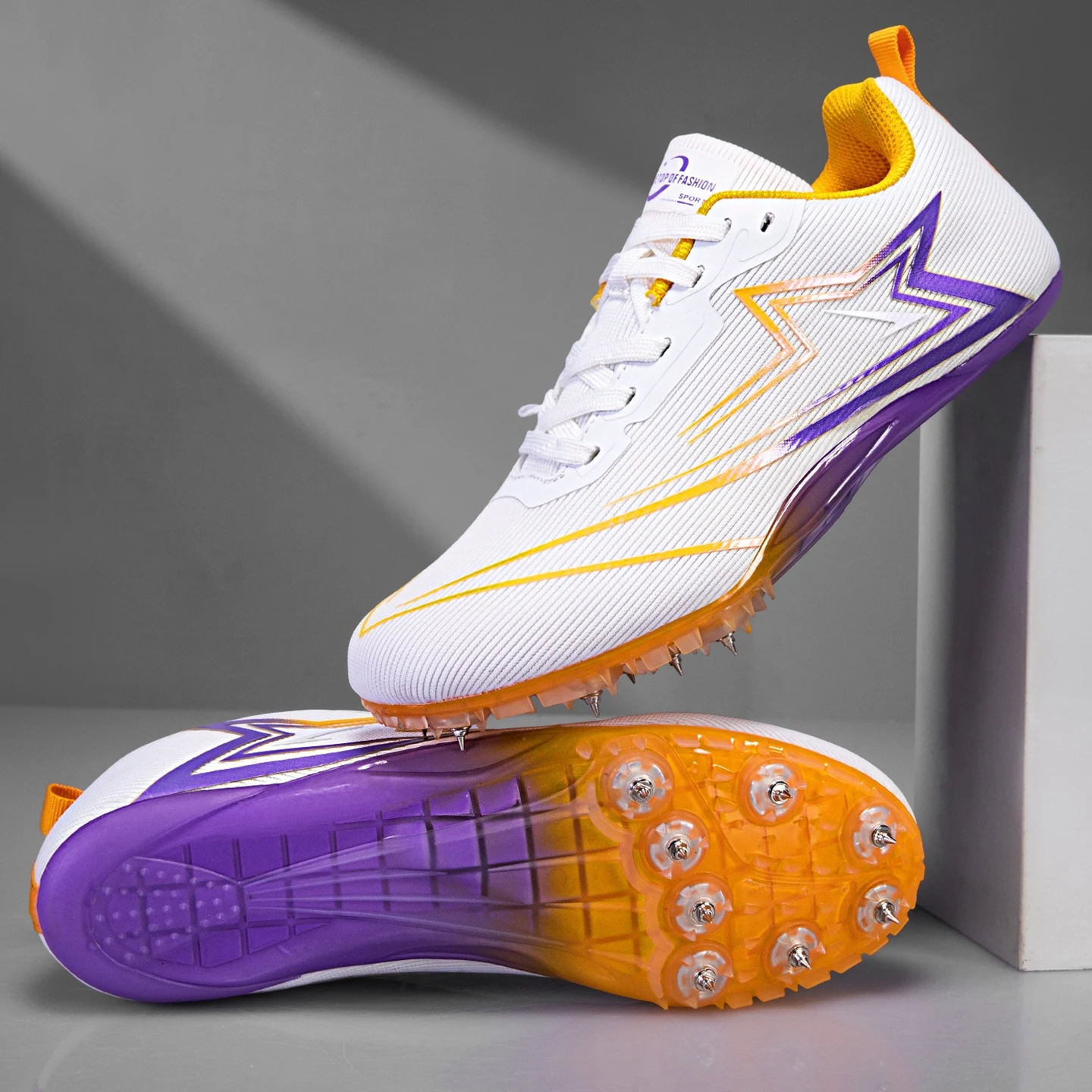 Men Track Spike Soft Field Sprint Shoes Professional Non Slip Nails Athletic Light weight Race Racing Long Jump Running Match